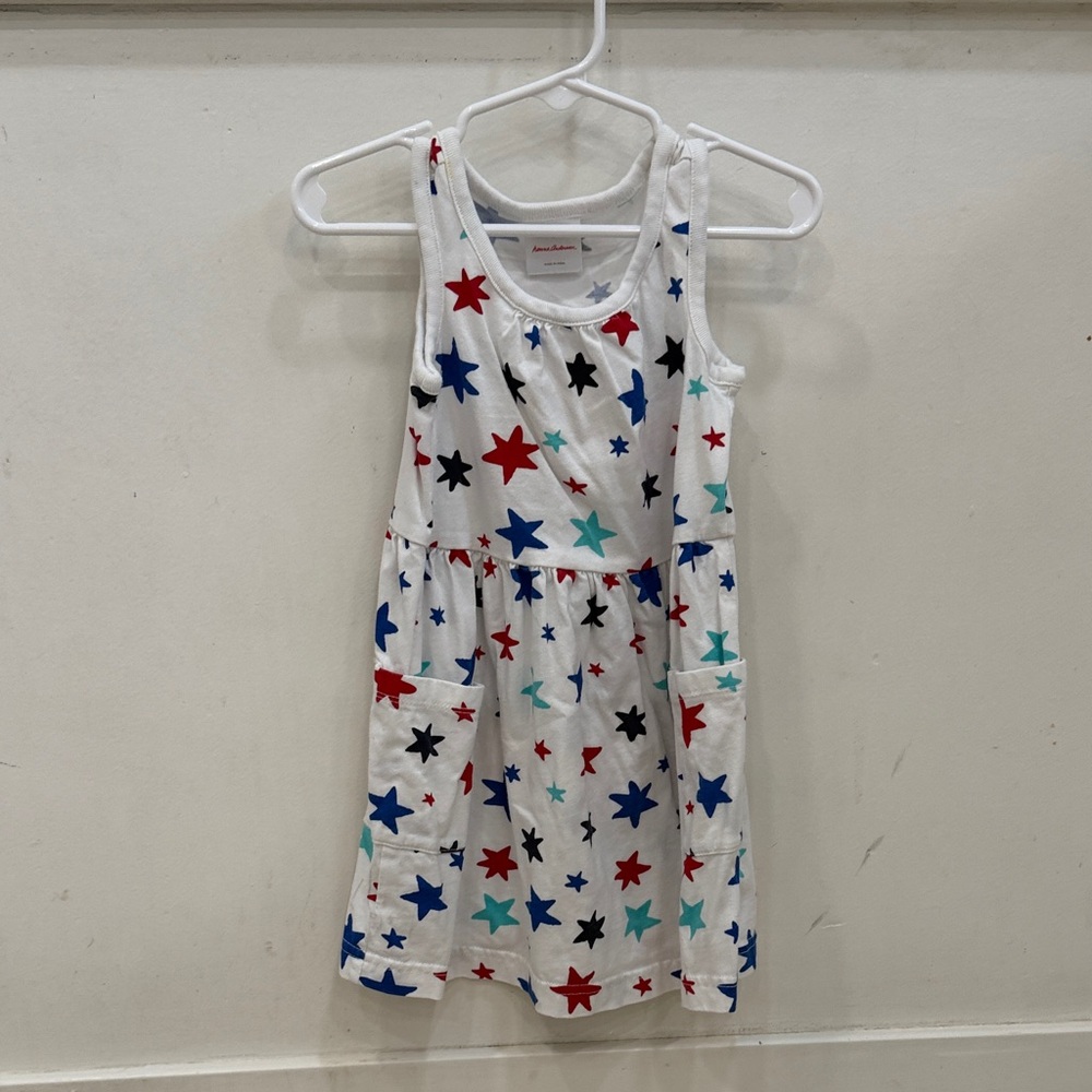 Hanna Andersson Dress White with Colored Star Patterns